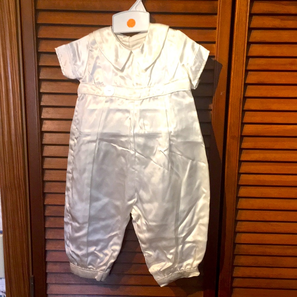 Romper Jumper Formal Christening Baptism Satin size 6-12 mo